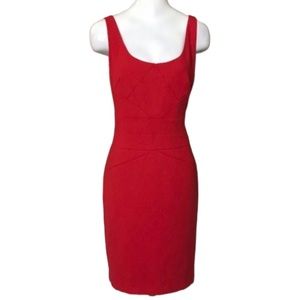 MICHAEL KORS Red Bodycon Structured Sleeveless Scoop Neck Fitted Sheath Dress
